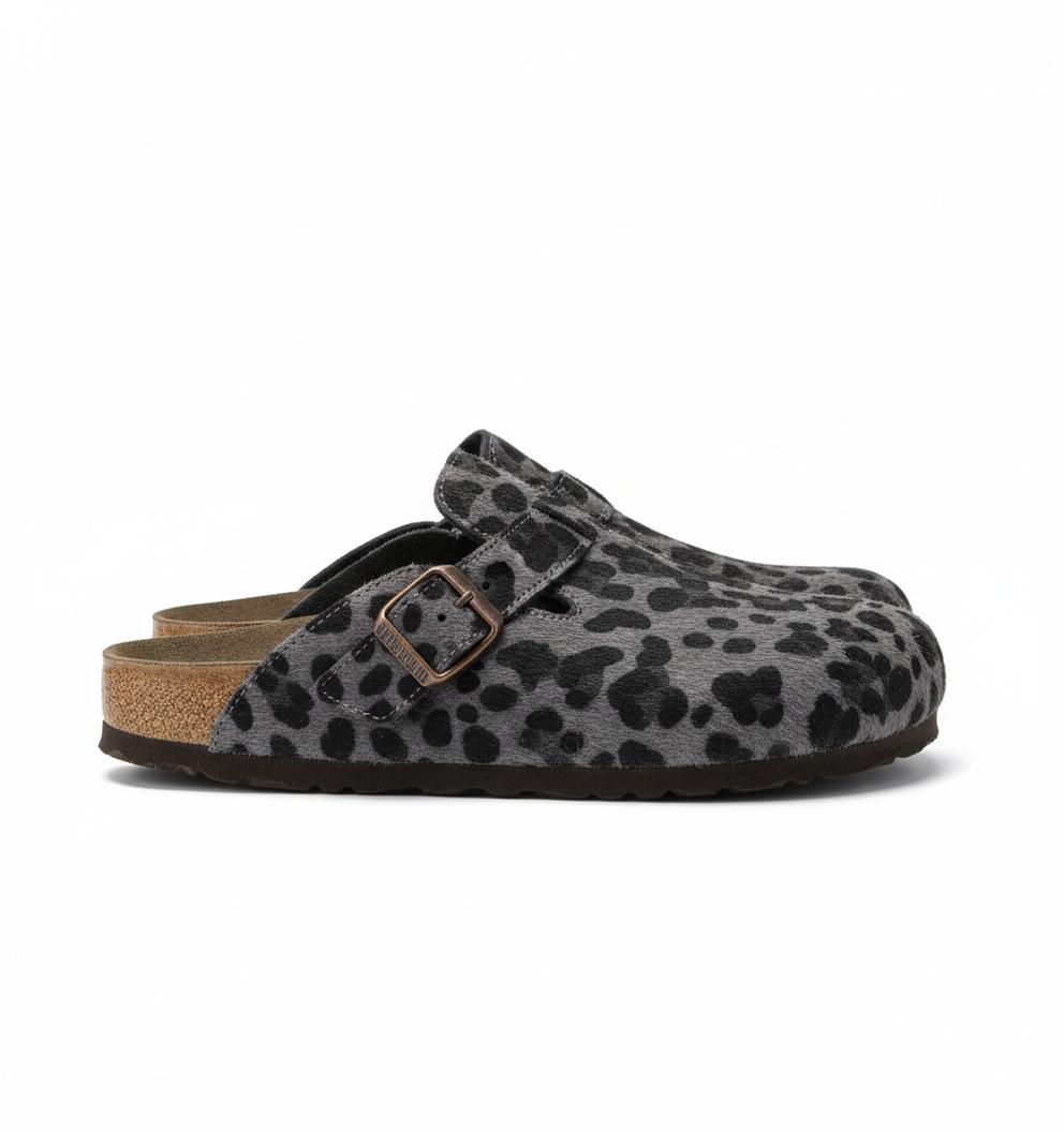 Birkenstock Boston Dark Grey Leopard